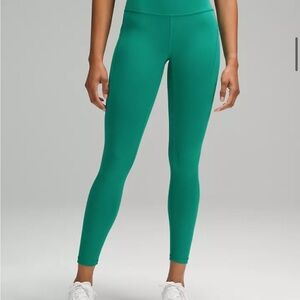 Lululemon Wunder train high rise with pockets 25” size 6 in cascadia green, NWOT